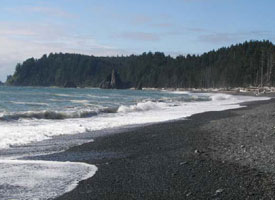Waves washing up on an Oregon coast beach.